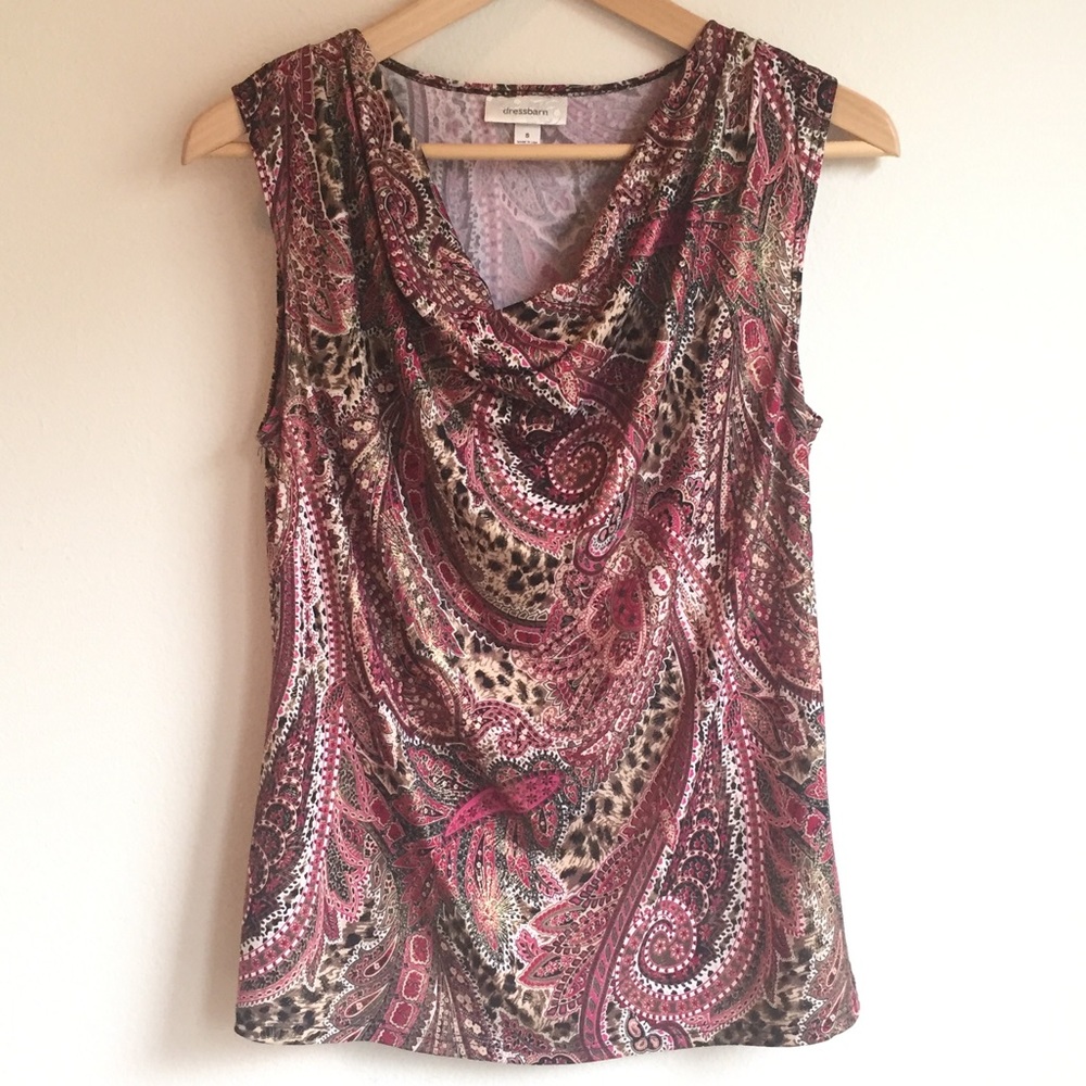 Dressbarn sleeveless drape neckline top Size S
